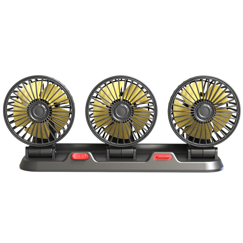 Car fan 24V large truck 12V car universal double head fan van interior cooling high wind power electric fan_autovado.com