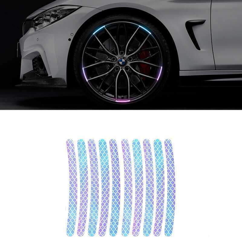 Car Wheel Hub Reflective Seven Color Laser Luminous Tire Anti-collision Sticker With Personalized Creativity, Motorcycle_autovado.com