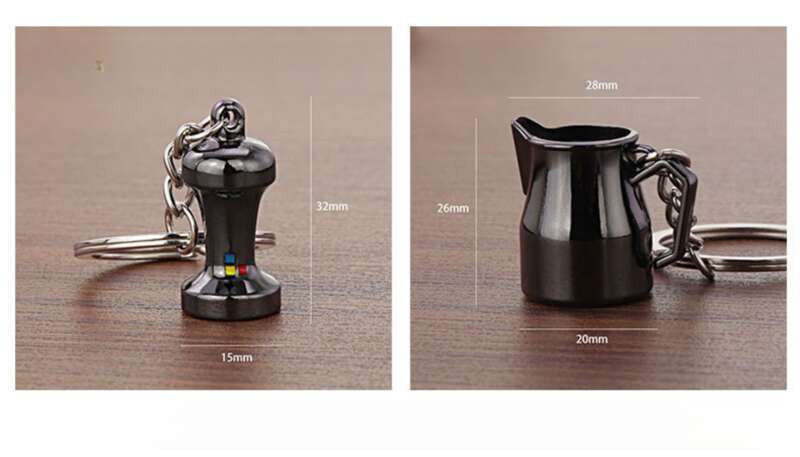 3D Metal Car Key Pendant, Coffee Utensil Keychain, Shop Anniversary Commemorative Gift_autovado.com