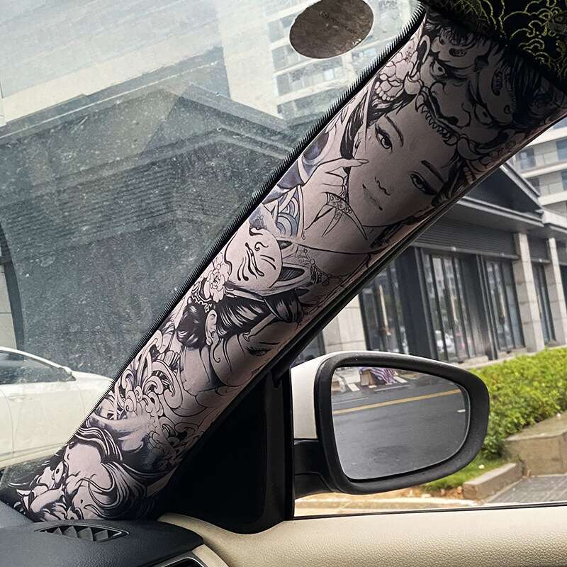 JDM Prajna Geisha AB Pillar Self-adhesive Back Adhesive Patch, Hand-painted Color Change Interior Decoration Patch_autovado.com