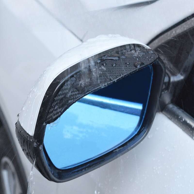 Car Mirror With Shield, Thickened Visor, Carbon Fiber Texture Rearview Mirror, Rain Shield_autovado.com