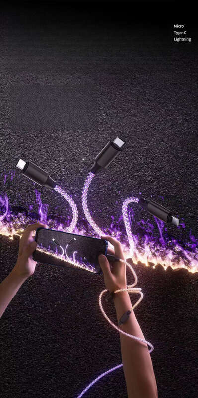 6A Super Fast PD Colorful Luminescent Data Cable Typec To Charging Wire Three In One Machine Vehicle RGB_autovado.com