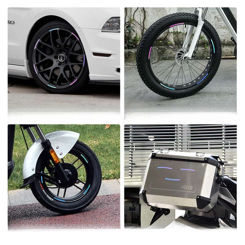 Car Wheel Hub Reflective Seven Color Laser Luminous Tire Anti-collision Sticker With Personalized Creativity, Motorcycle_autovado.com