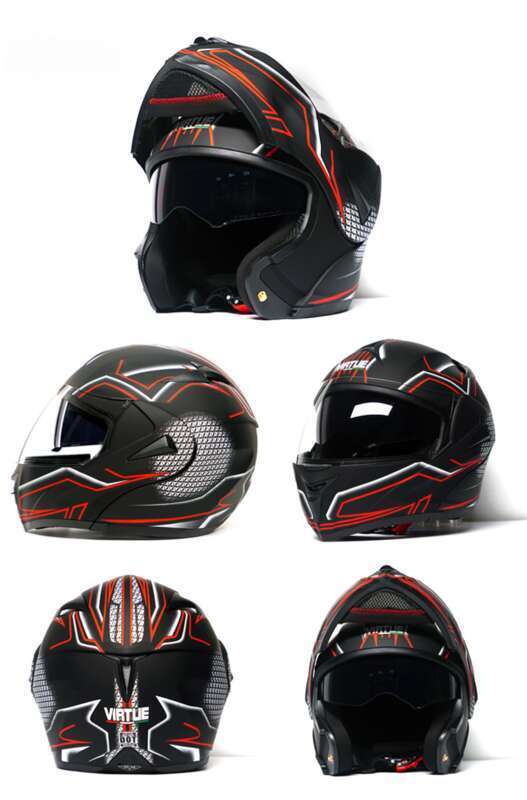 VIRTUE Electric Vehicle DOT Dual Lens Open Face Helmet Can Meet The New National Standard 3C_autovado.com