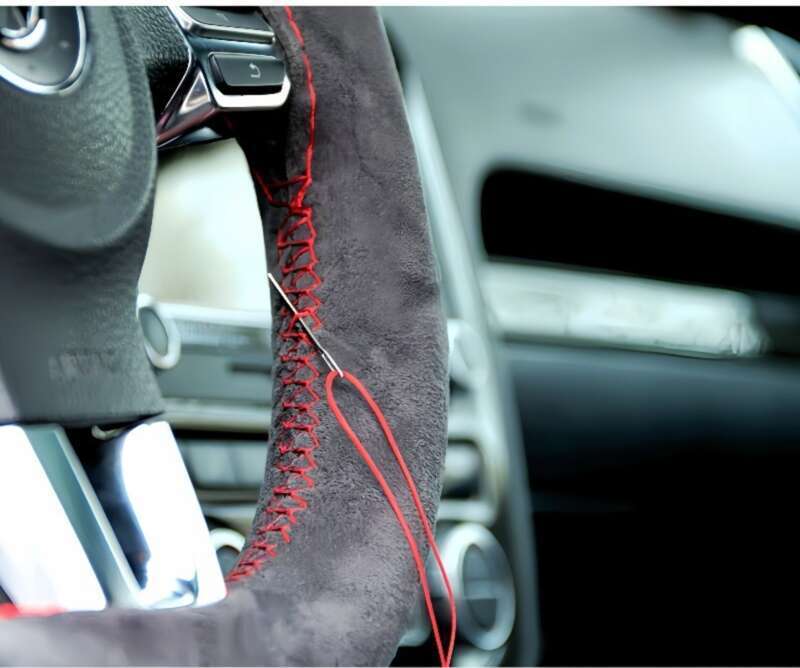Car Steering Wheel Hand Sewn Suede, All Season Universal Plush Cover, Anti Slip And Sweat Absorbing Handle Cover_autovado.com