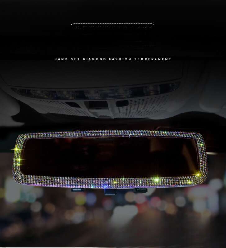 rearview Mirror? Set Creative Personality Cute Diamond Inlaid Car Mirror Decorative Products For Women_autovado.com