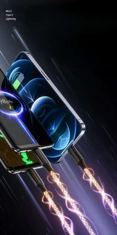 6A Super Fast PD Colorful Luminescent Data Cable Typec To Charging Wire Three In One Machine Vehicle RGB_autovado.com