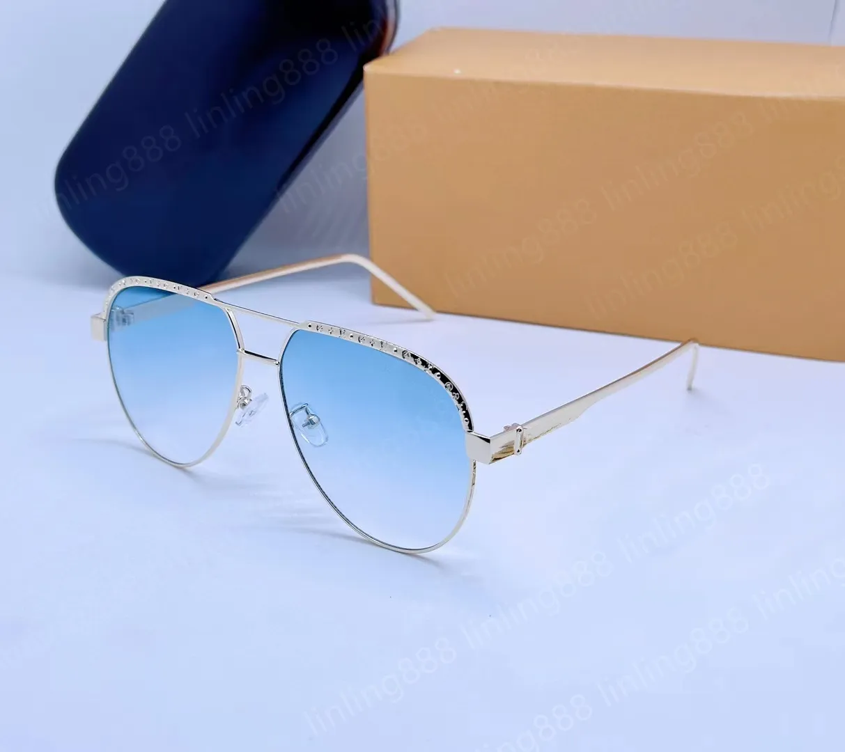 2023 Fashion Classic Pilot sunglasses for women men Metal Oval Gold Frame UV400 Designer Vintage Style Attitude_autovado.com