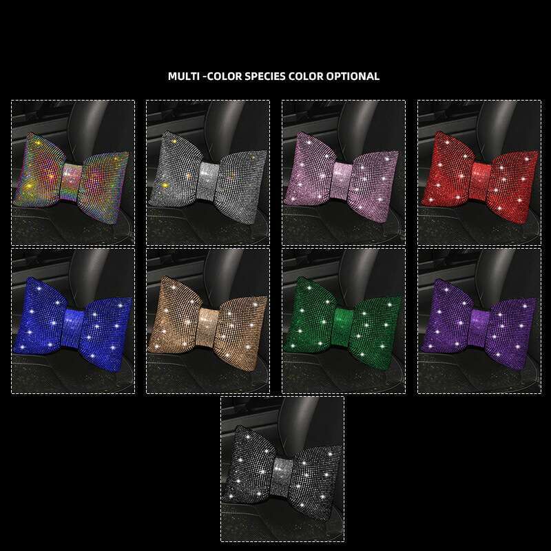 Automotive Supplies: Bow Tie, Neck Protection Pillow, Cushion, Women's Multi-color Full Diamond Car Headrest, Lumbar_autovado.com