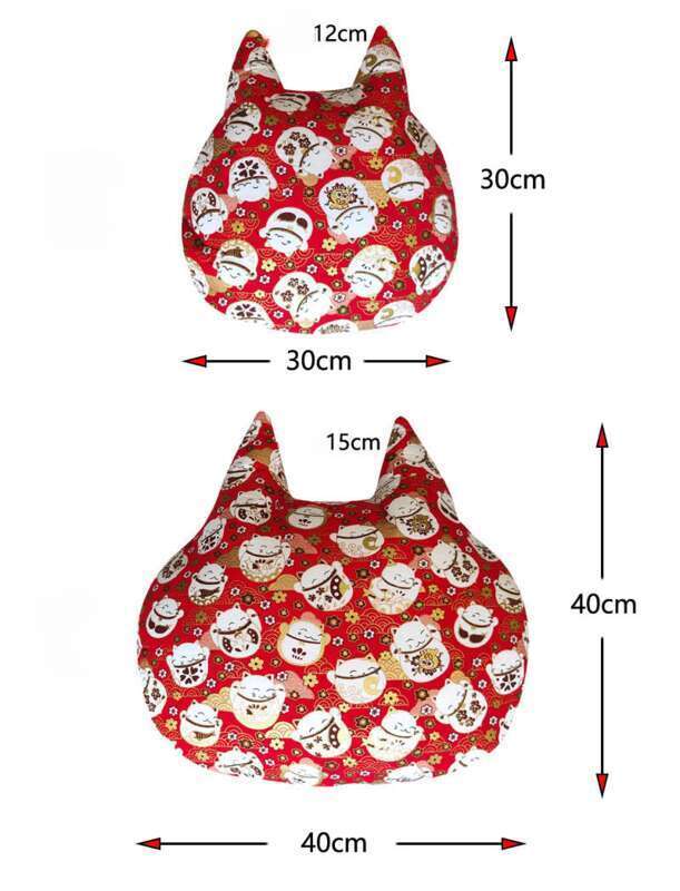 JDM Cartoon Headrest Waist Support Four Seasons Universal Hug Pillow Red Fortune Cat Wave_autovado.com