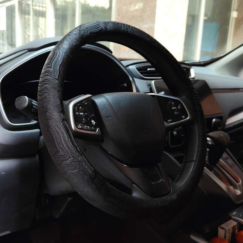 JDM Steering Wheel Woven Brocade Embroidery Black Four Season Universal China-Chic Anti-skid Handlebar Cover_autovado.com
