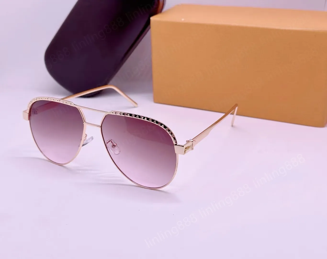 2023 Fashion Classic Pilot sunglasses for women men Metal Oval Gold Frame UV400 Designer Vintage Style Attitude_autovado.com