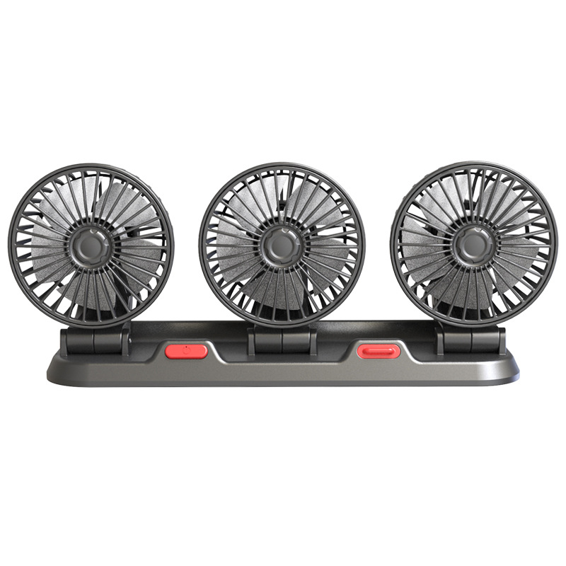 Car fan 24V large truck 12V car universal double head fan van interior cooling high wind power electric fan_autovado.com
