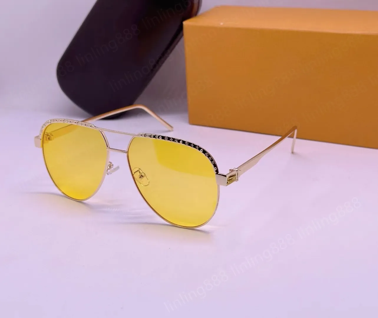 2023 Fashion Classic Pilot sunglasses for women men Metal Oval Gold Frame UV400 Designer Vintage Style Attitude_autovado.com