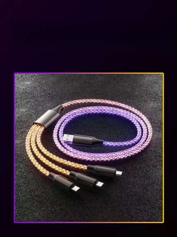 6A Super Fast PD Colorful Luminescent Data Cable Typec To Charging Wire Three In One Machine Vehicle RGB_autovado.com