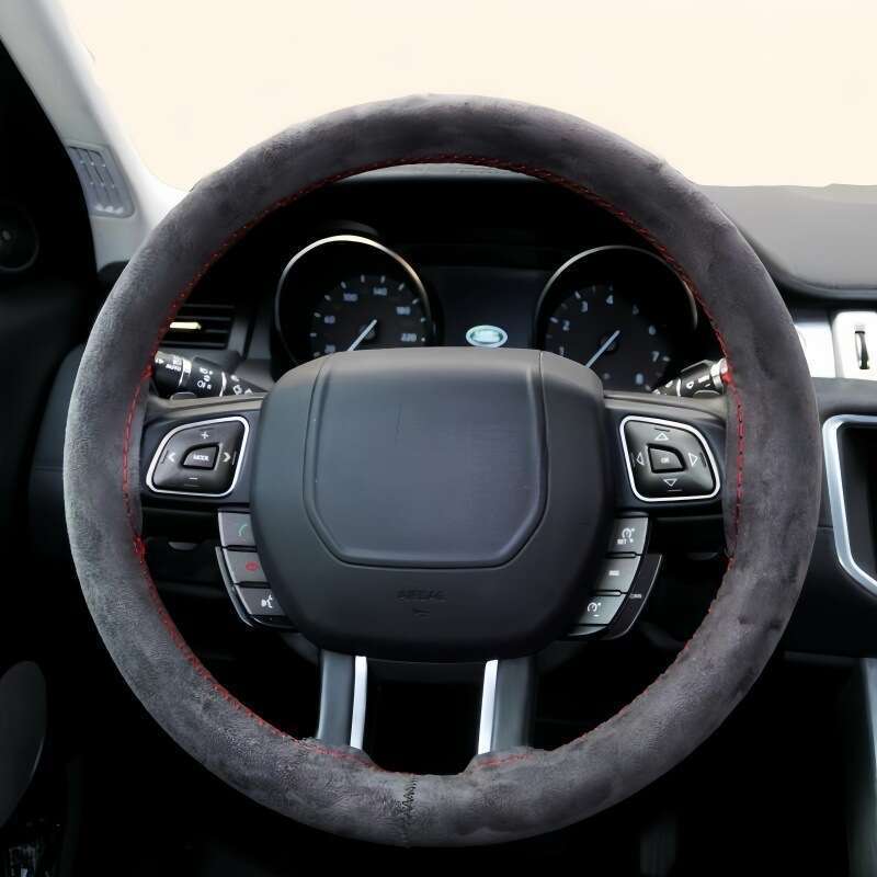 Car Steering Wheel Hand Sewn Suede, All Season Universal Plush Cover, Anti Slip And Sweat Absorbing Handle Cover_autovado.com