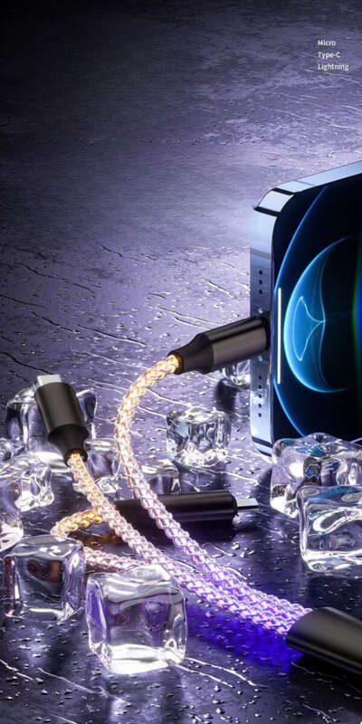 6A Super Fast PD Colorful Luminescent Data Cable Typec To Charging Wire Three In One Machine Vehicle RGB_autovado.com