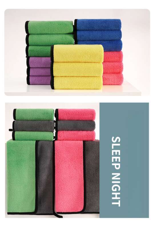 Car Wash Thickened Absorbent Coral Fleece Car Towel, Dual Color Double-sided High-density Household Cleaning Cloth_autovado.com