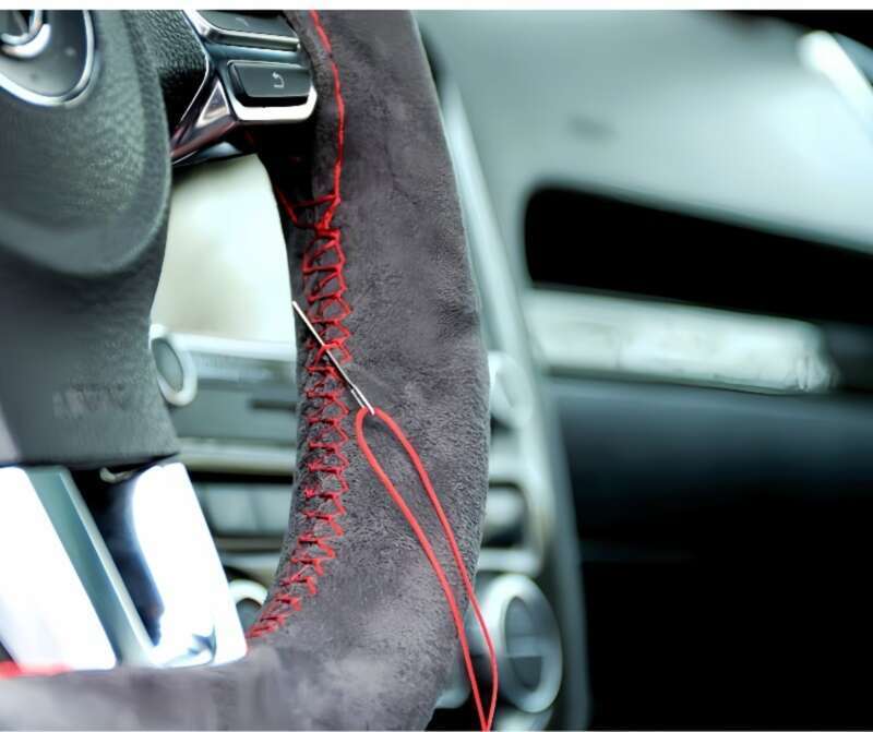 Car Steering Wheel Hand Sewn Suede, All Season Universal Plush Cover, Anti Slip And Sweat Absorbing Handle Cover_autovado.com