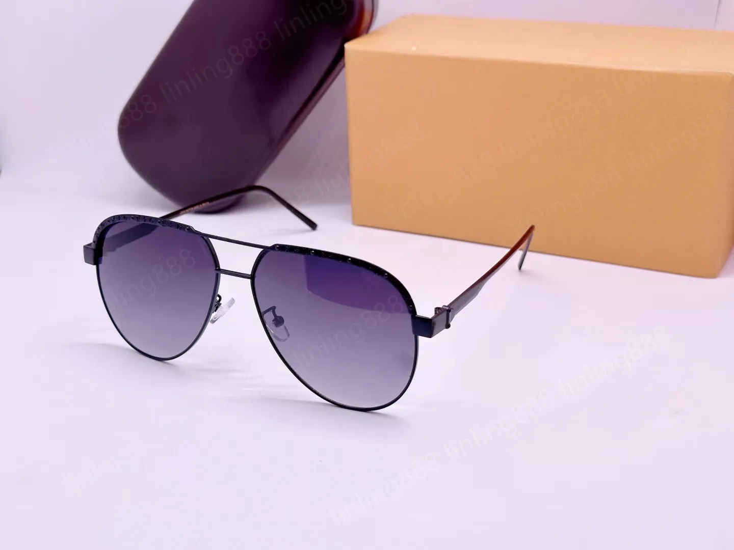 2023 Fashion Classic Pilot sunglasses for women men Metal Oval Gold Frame UV400 Designer Vintage Style Attitude_autovado.com