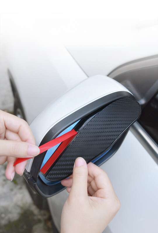 Car Mirror With Shield, Thickened Visor, Carbon Fiber Texture Rearview Mirror, Rain Shield_autovado.com
