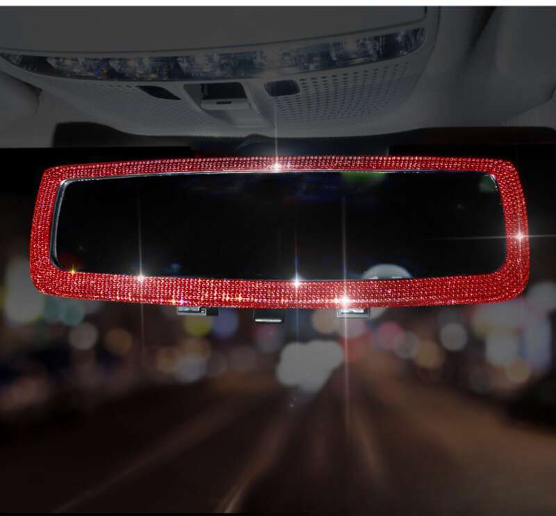 rearview Mirror? Set Creative Personality Cute Diamond Inlaid Car Mirror Decorative Products For Women_autovado.com
