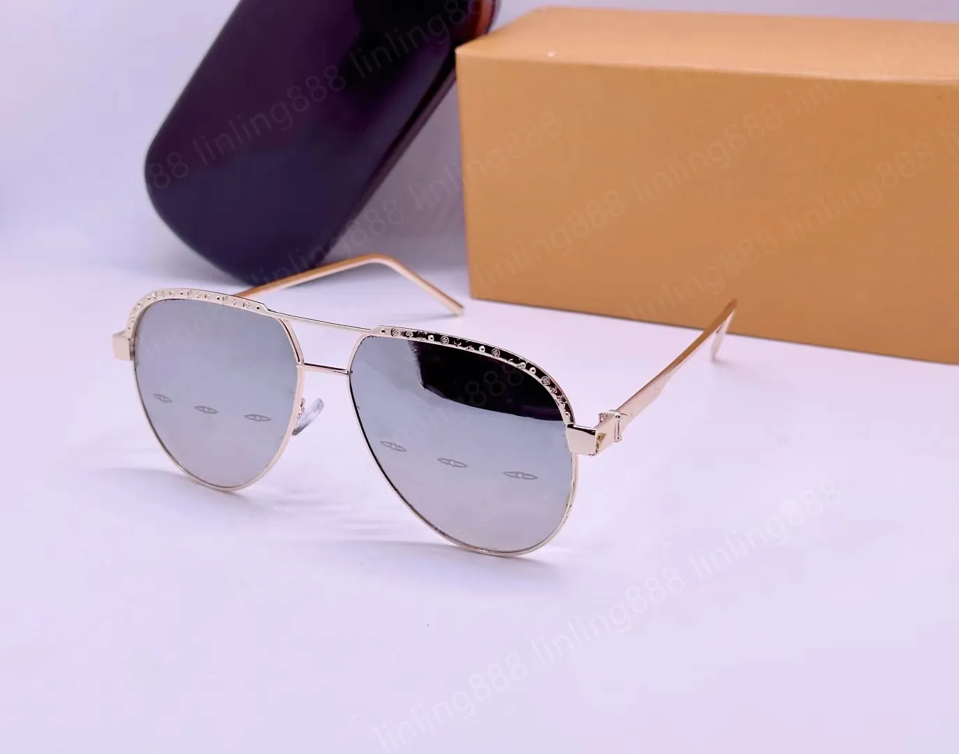 2023 Fashion Classic Pilot sunglasses for women men Metal Oval Gold Frame UV400 Designer Vintage Style Attitude_autovado.com