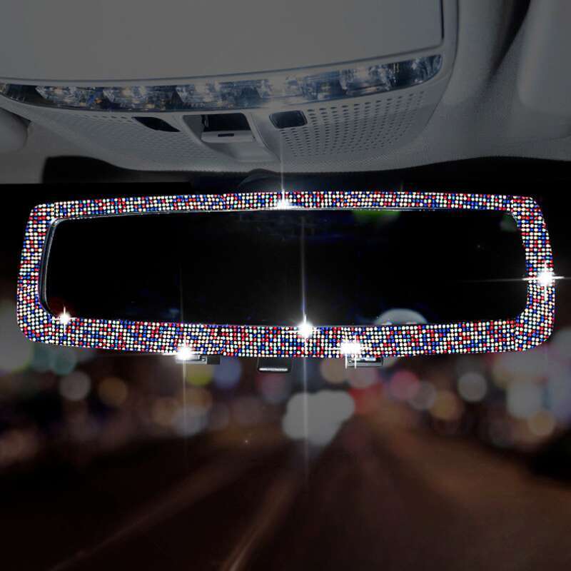 rearview Mirror? Set Creative Personality Cute Diamond Inlaid Car Mirror Decorative Products For Women_autovado.com