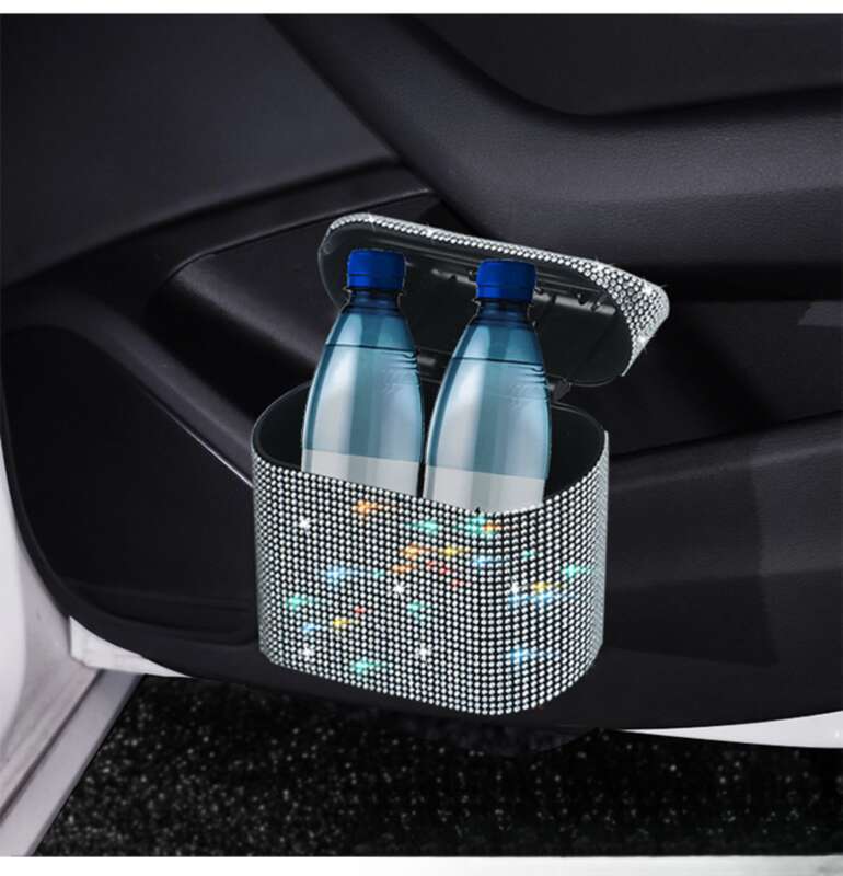 Diamond Inlaid Car Bin, Rear Seat Garbage Bin Hanging Bag, Cute And Personalized Creative Storage Box_autovado.com