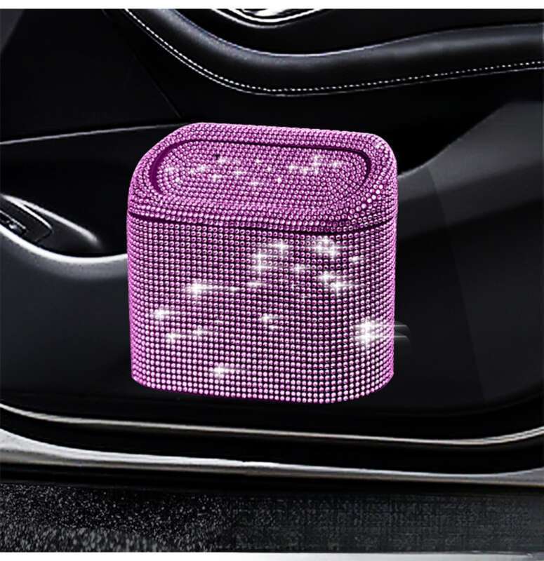 Diamond Inlaid Car Bin, Rear Seat Garbage Bin Hanging Bag, Cute And Personalized Creative Storage Box_autovado.com