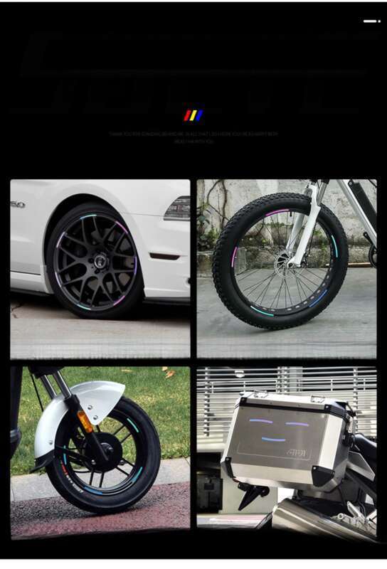 Car Wheel Hub Reflective Seven Color Laser Luminous Tire Anti-collision Sticker With Personalized Creativity, Motorcycle_autovado.com