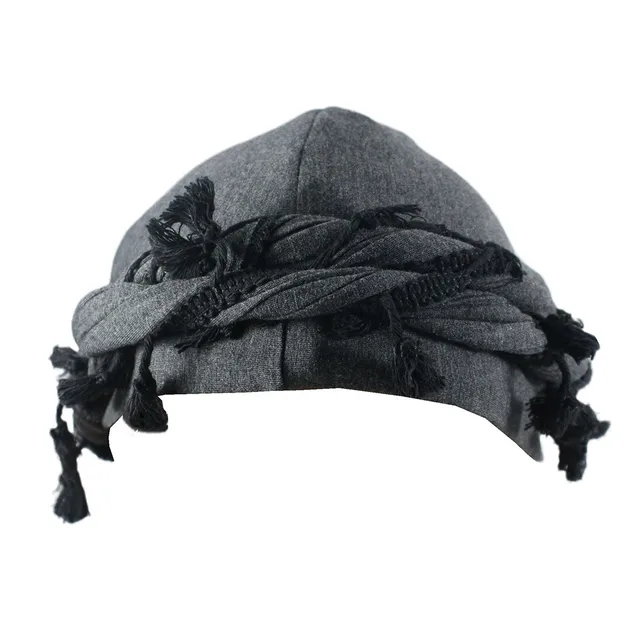 Hot Sale 2024 Men Punk Burr Trim Twisted Tail Fringe Cotton Bandana Hop Turban Hats Head Wrap Beanie Cap Solid Color Docker Hat_autovado.com