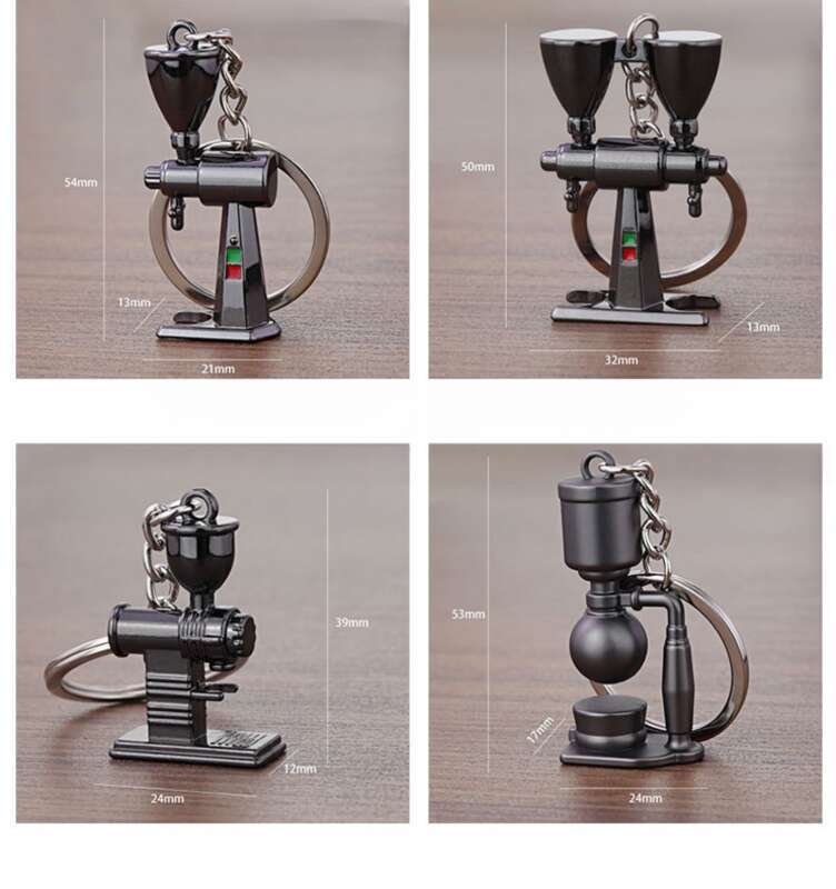 3D Metal Car Key Pendant, Coffee Utensil Keychain, Shop Anniversary Commemorative Gift_autovado.com