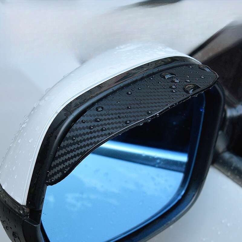 Car Mirror With Shield, Thickened Visor, Carbon Fiber Texture Rearview Mirror, Rain Shield_autovado.com