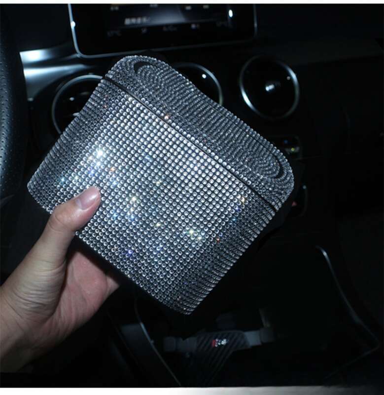 Diamond Inlaid Car Bin, Rear Seat Garbage Bin Hanging Bag, Cute And Personalized Creative Storage Box_autovado.com