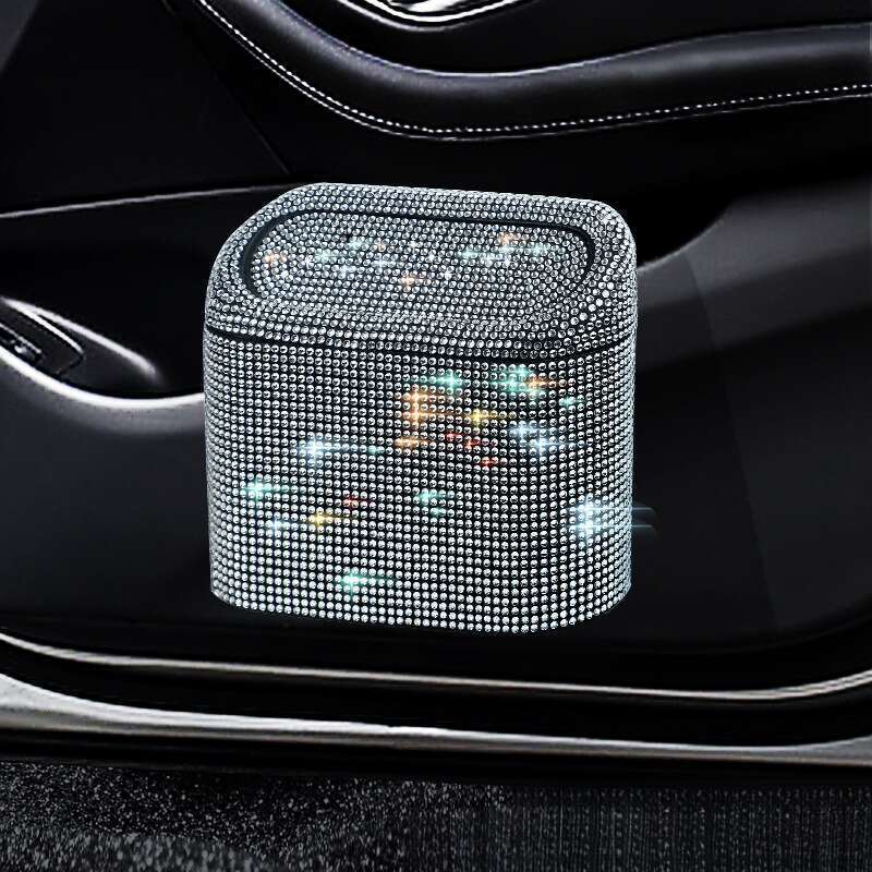 Diamond Inlaid Car Bin, Rear Seat Garbage Bin Hanging Bag, Cute And Personalized Creative Storage Box_autovado.com