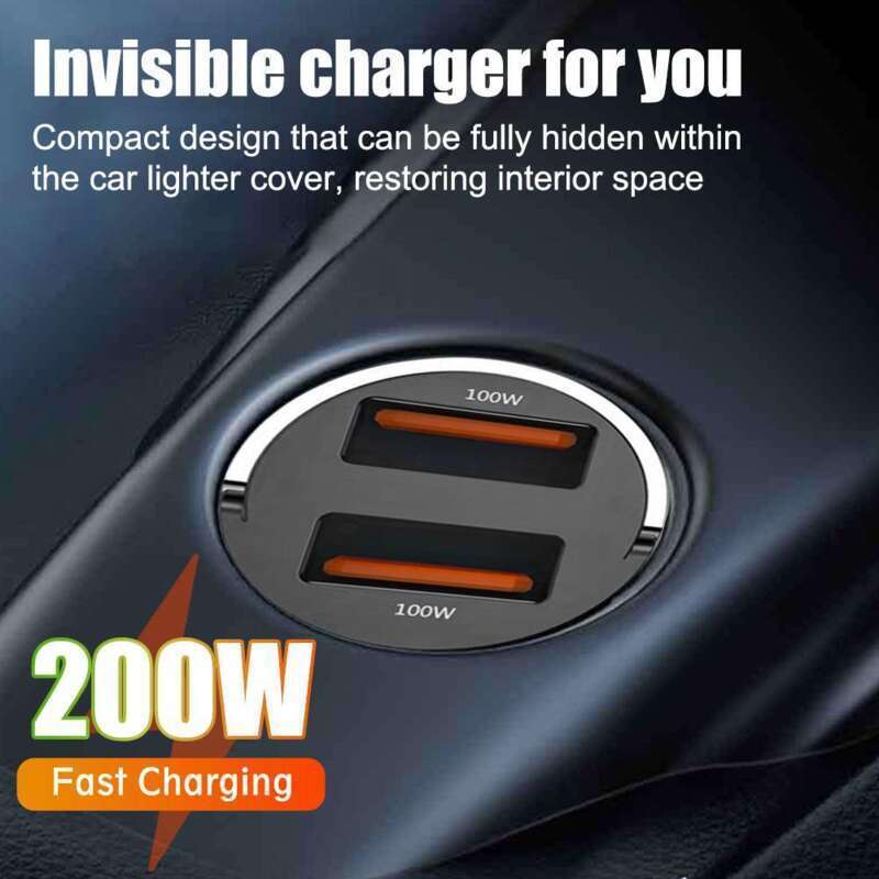 Metal Pull Ring PD30W Invisible Super Fast 100W Car Charger QC3.0 Flash Charging_autovado.com