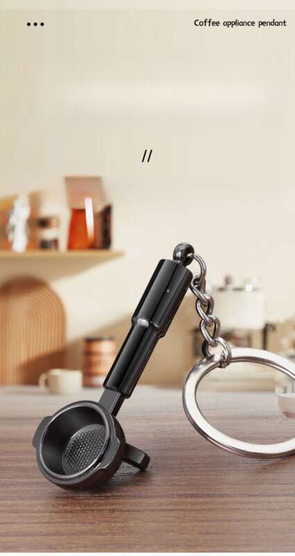 3D Metal Car Key Pendant, Coffee Utensil Keychain, Shop Anniversary Commemorative Gift_autovado.com