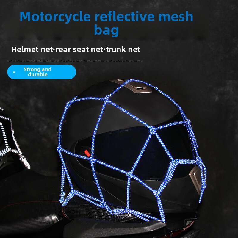 Motorcycle Mesh Fuel Tank Helmet, Fixed Mesh, Luggage Bag, Elastic Night Reflective Strap, Tying Rope, Rear Seat_autovado.com