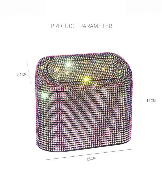 Diamond Inlaid Car Bin, Rear Seat Garbage Bin Hanging Bag, Cute And Personalized Creative Storage Box_autovado.com
