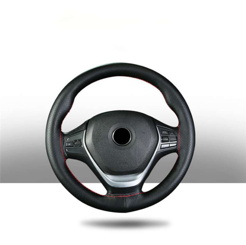 Head Layer Cowhide Hand Sewn Steering Wheel Cover For Buses, All-season General Vehicles, Genuine Leather Handle Covers_autovado.com