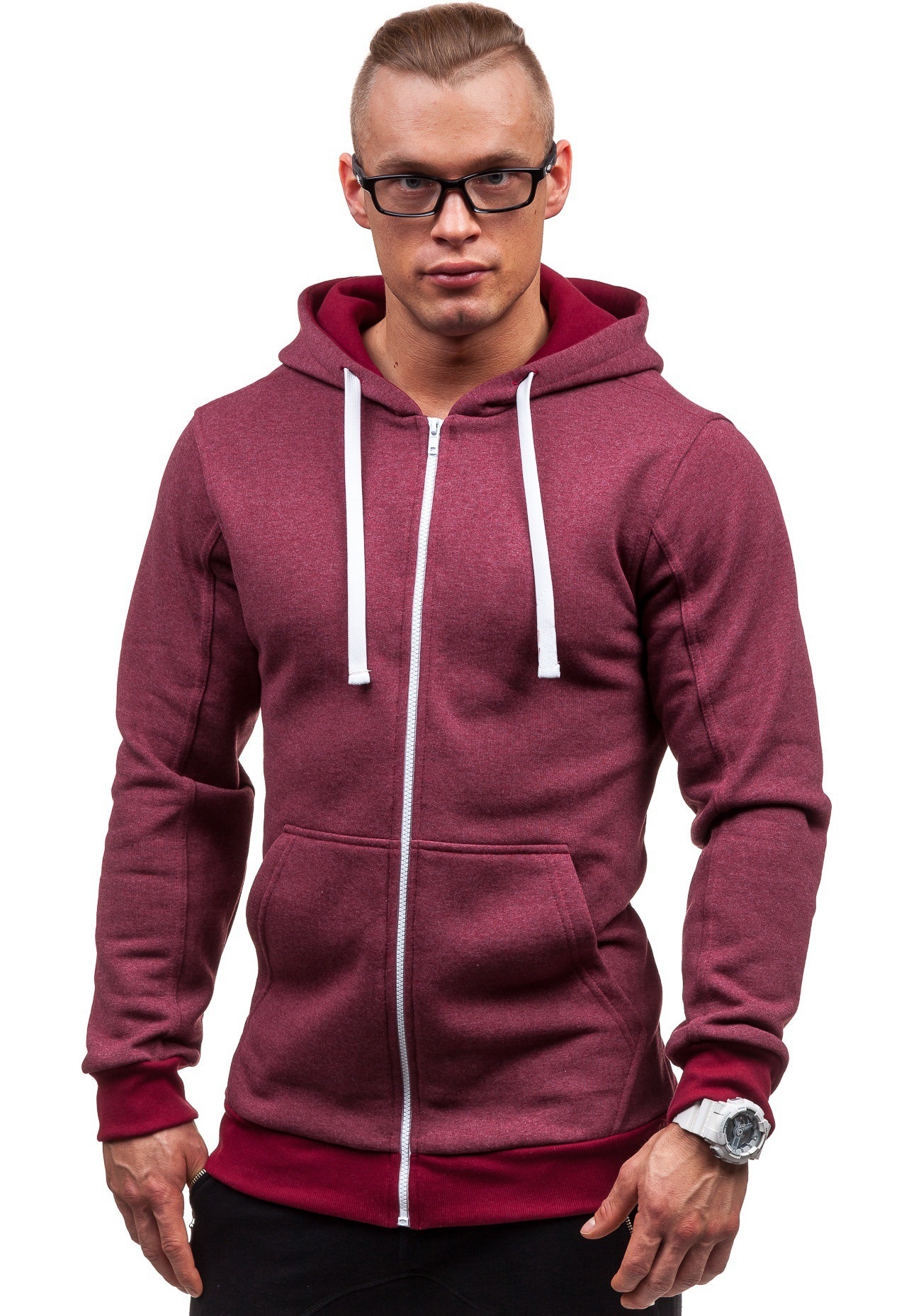 Men's Clothing supply spring and autumn men's hooded solid color slim sweater cardigan long sleeved jacket men ZW08_autovado.com