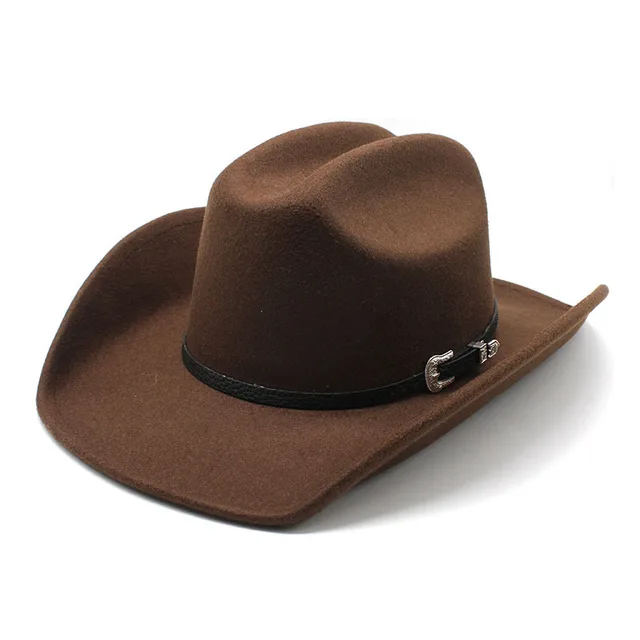 Hot Sale Vintage Western Cowboy with Black Belt Men's Felt Fedora Hat Women Jazz Cowgirl Cap Cloche Church Sombrero Hombre Caps_autovado.com