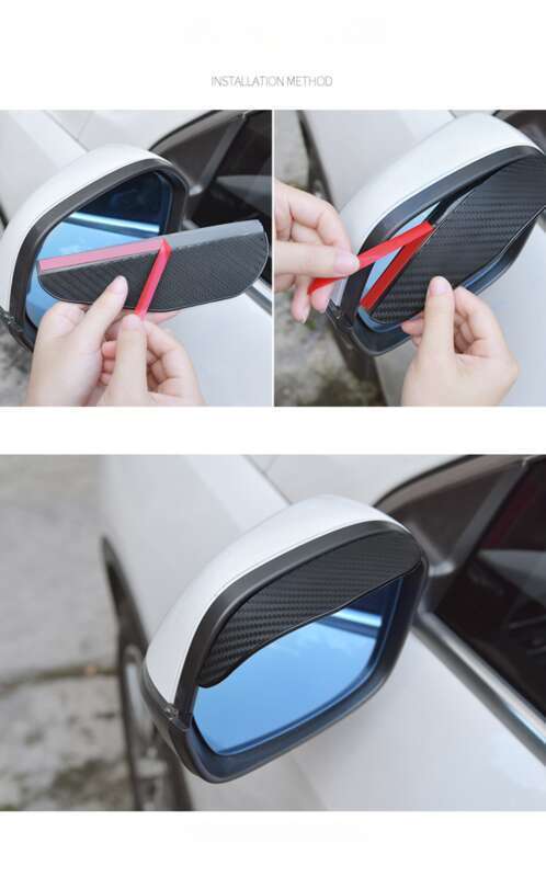 Car Mirror With Shield, Thickened Visor, Carbon Fiber Texture Rearview Mirror, Rain Shield_autovado.com