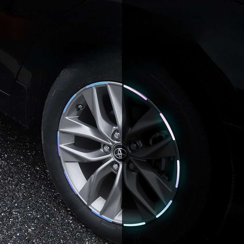 Car Wheel Hub Reflective Seven Color Laser Luminous Tire Anti-collision Sticker With Personalized Creativity, Motorcycle_autovado.com