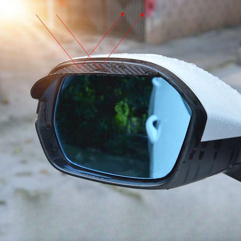 Car Mirror With Shield, Thickened Visor, Carbon Fiber Texture Rearview Mirror, Rain Shield_autovado.com
