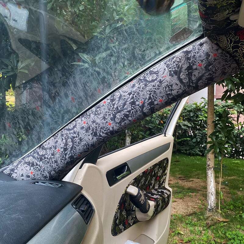 AB Pillar Self-adhesive Back Adhesive Tattoo Flower Arm Personalized Hand-painted Beauty Color Change And Interior_autovado.com
