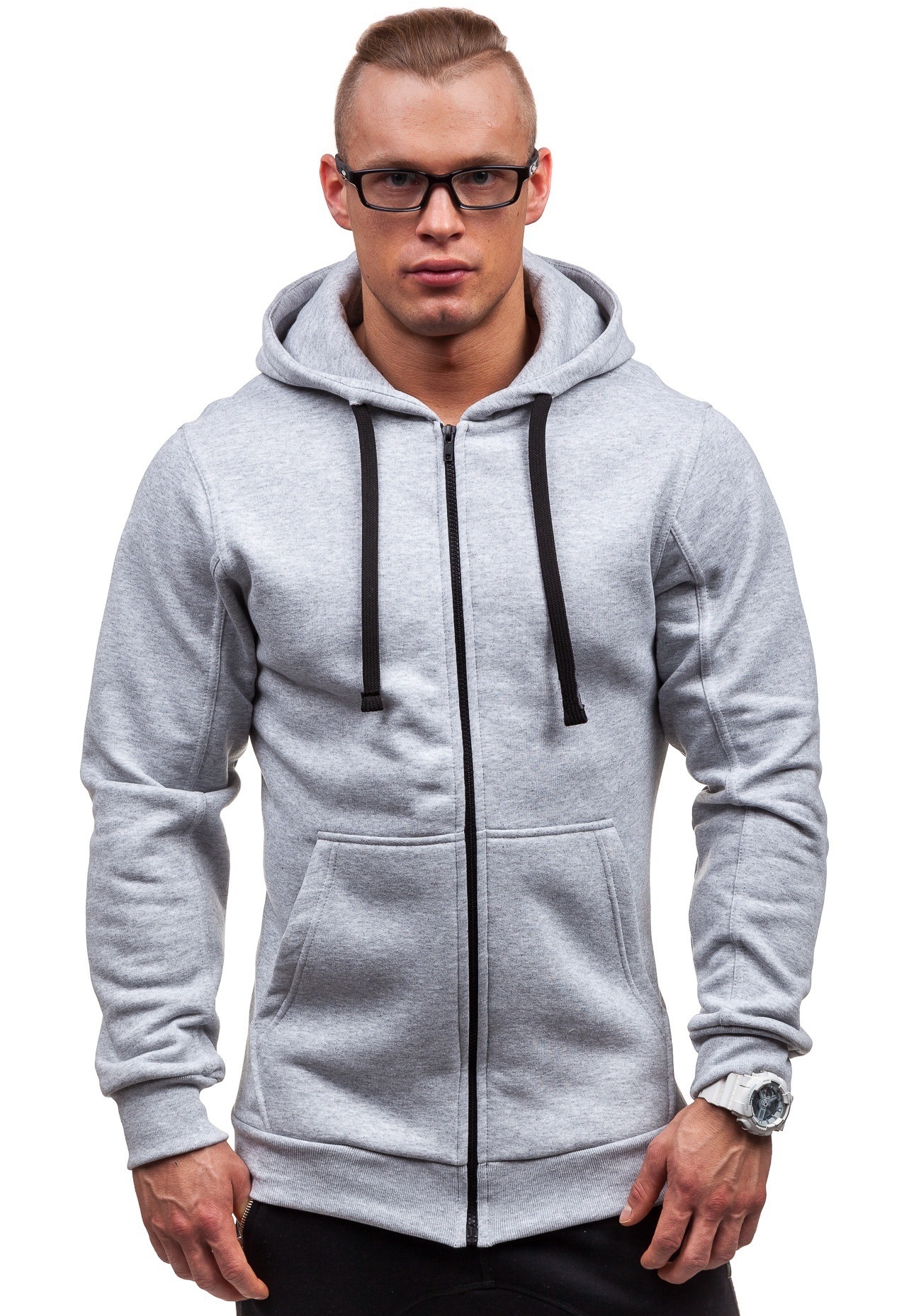 Men's Clothing supply spring and autumn men's hooded solid color slim sweater cardigan long sleeved jacket men ZW08_autovado.com