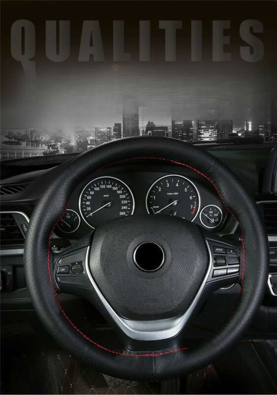 Head Layer Cowhide Hand Sewn Steering Wheel Cover For Buses, All-season General Vehicles, Genuine Leather Handle Covers_autovado.com
