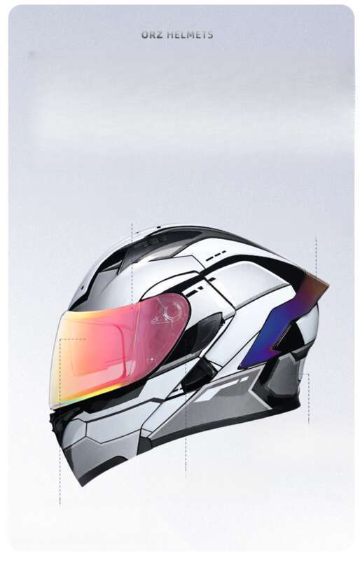 Orz Motorcycle Men's And Women's Uncovered Helmet, Dual Mirror Winter Tail Wing, Semi Full Coverage, All Season_autovado.com
